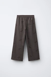 SOFT WIDE LEG PANTS WITH EMBROIDERED FLOWERS