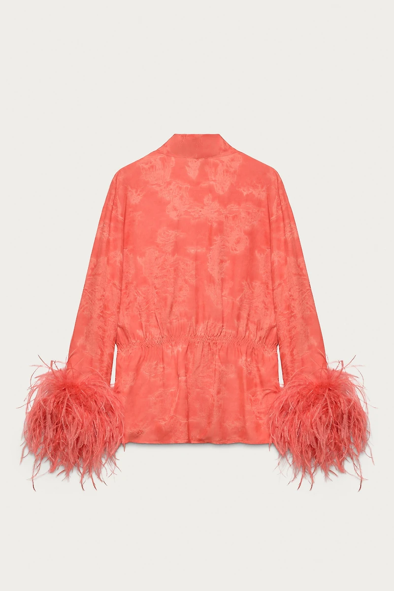 MARISA BERENSON X ZARA FEATHER WRAP SHIRT