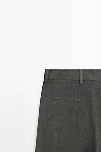 Melange trousers with linen side piece