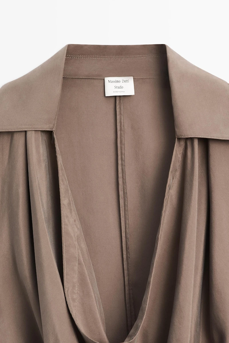 Draped neckline trench dress - STUDIO