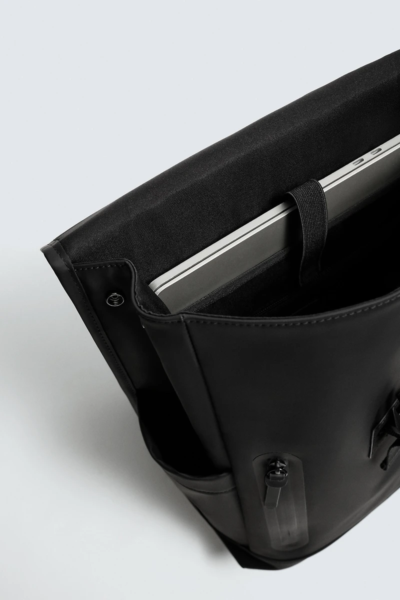 RUBBERIZED FLAP BACKPACK