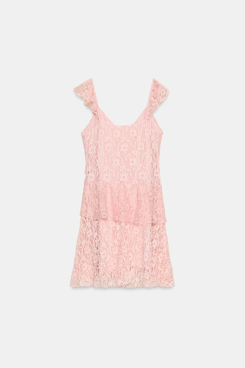 RUFFLED LACE DRESS