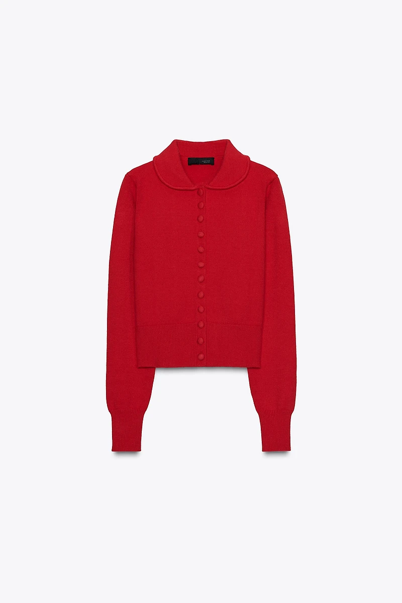PETER PAN COLLAR KNIT CARDIGAN