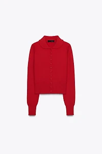 PETER PAN COLLAR KNIT CARDIGAN