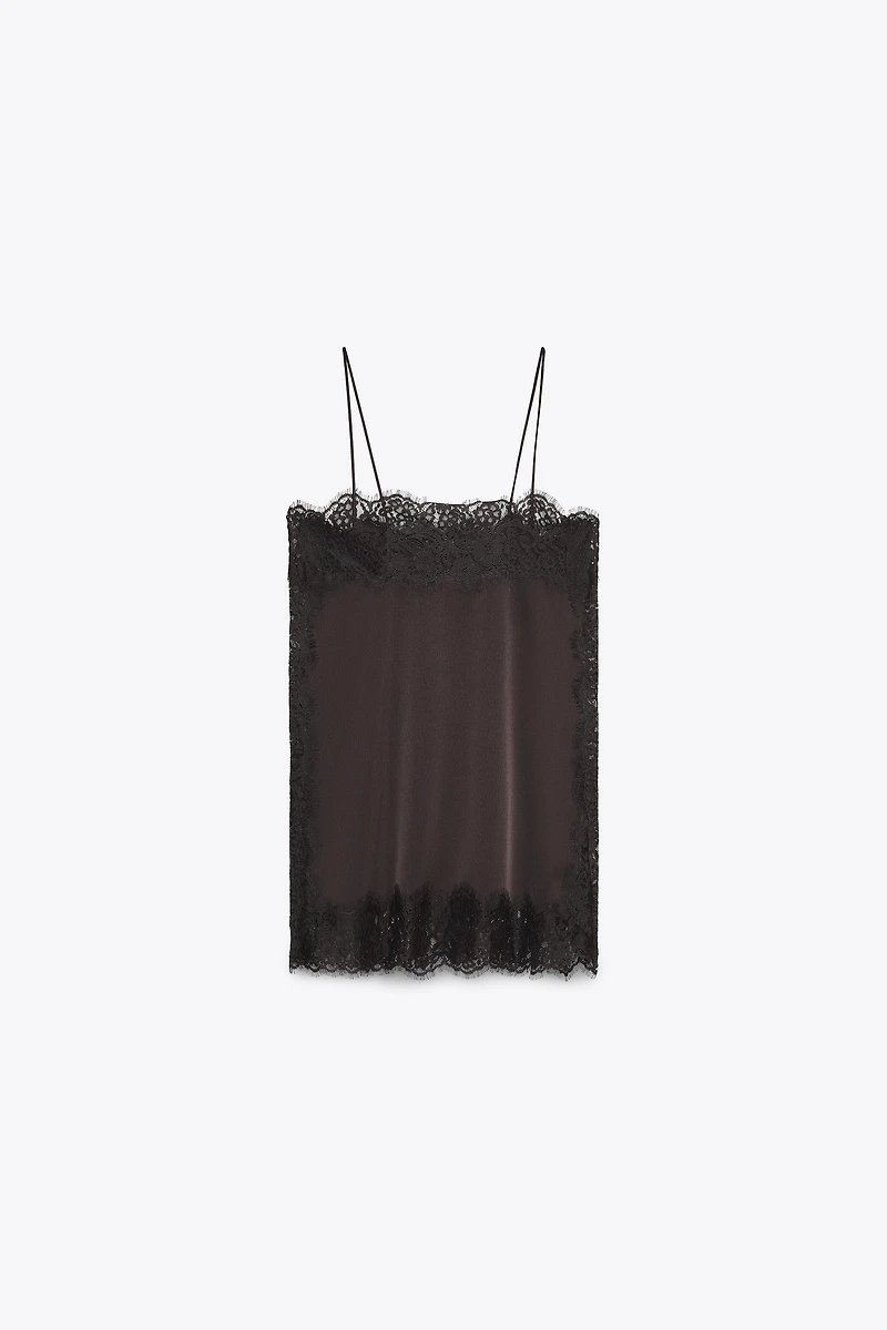 SATIN EFFECT LACE TOP ZW COLLECTION