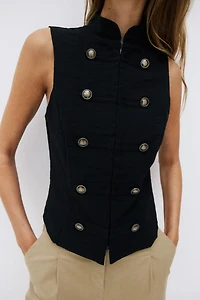 SLEEVELESS BUTTON SHIRT