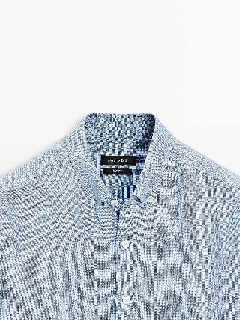 100% linen regular fit Oxford shirt