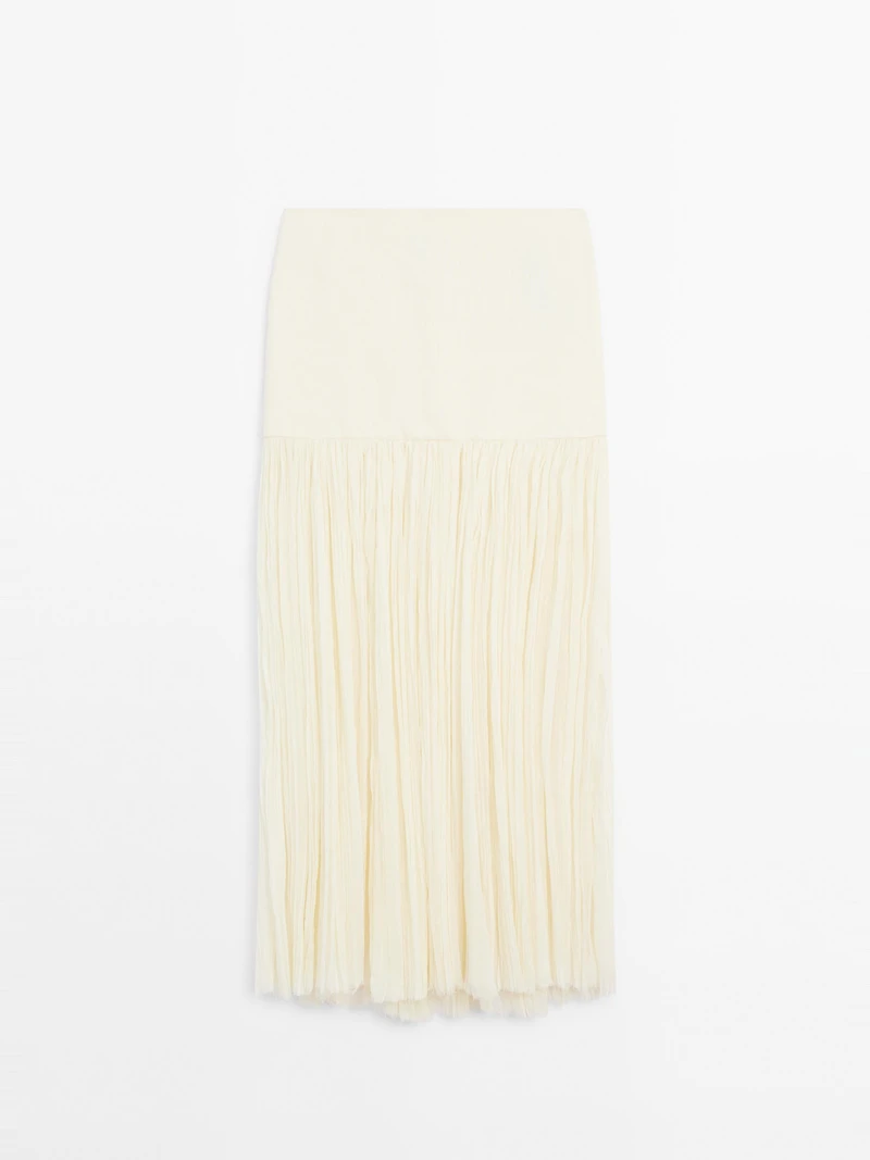 Long silk blend skirt with corset belt - Studio
