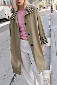 TRENCH OVERSIZE POIGNETS À CARREAUX