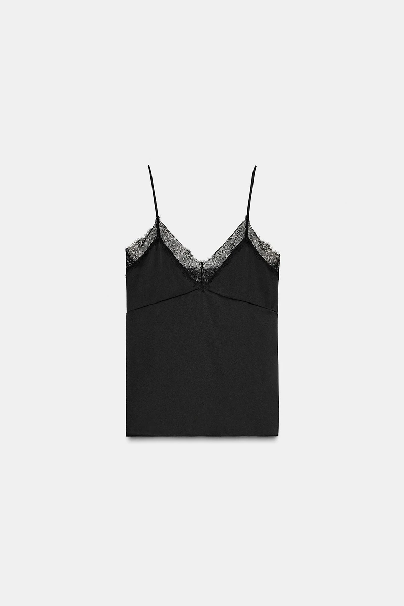 SATIN EFFECT LACE TOP