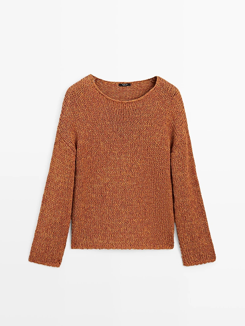 Cotton blend cutwork sweater