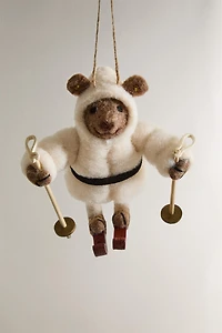 WOOL SKIING BEAR CHRISTMAS TREE ORNAMENT