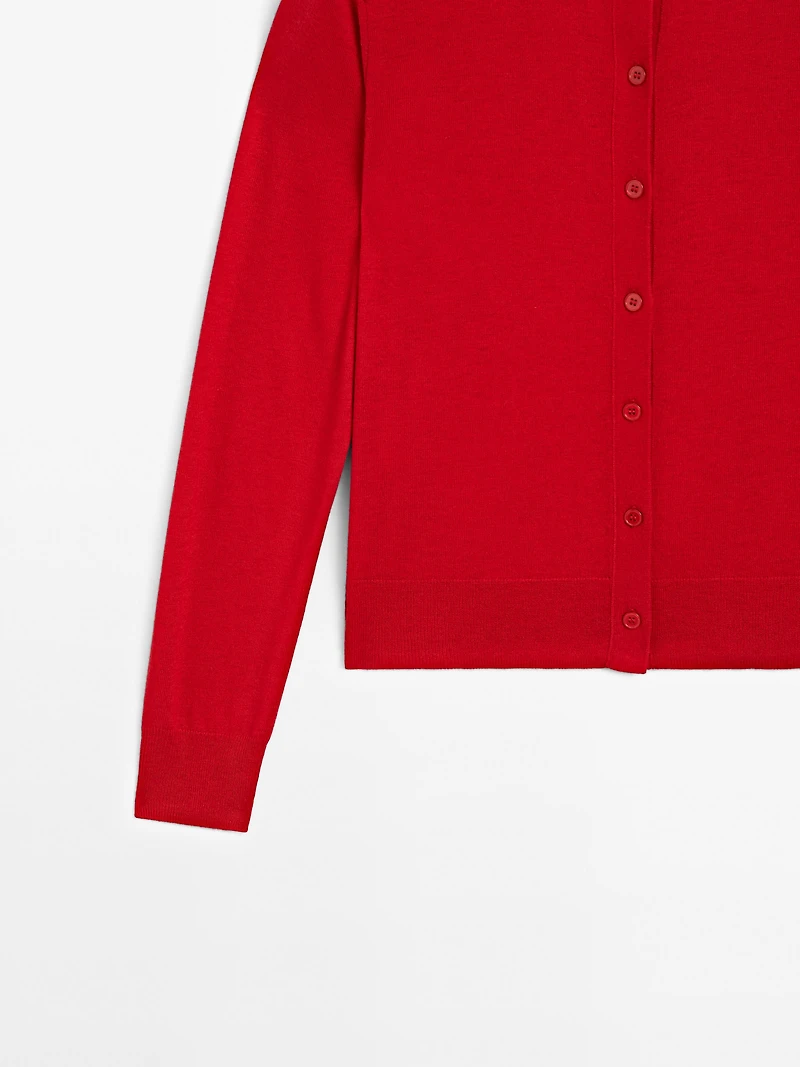 Cardigan laine à col rond