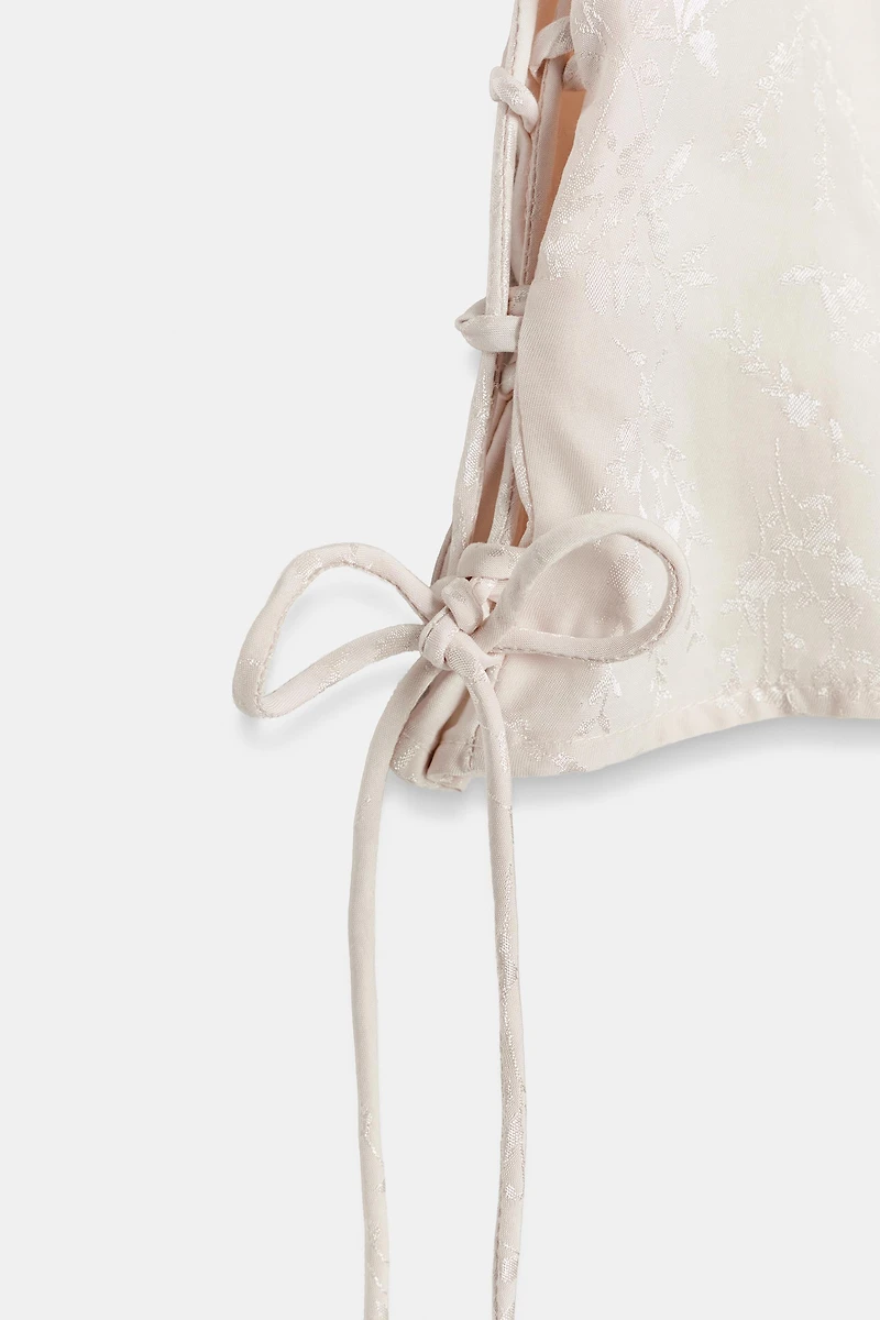 LACE-UP JACQUARD TOP