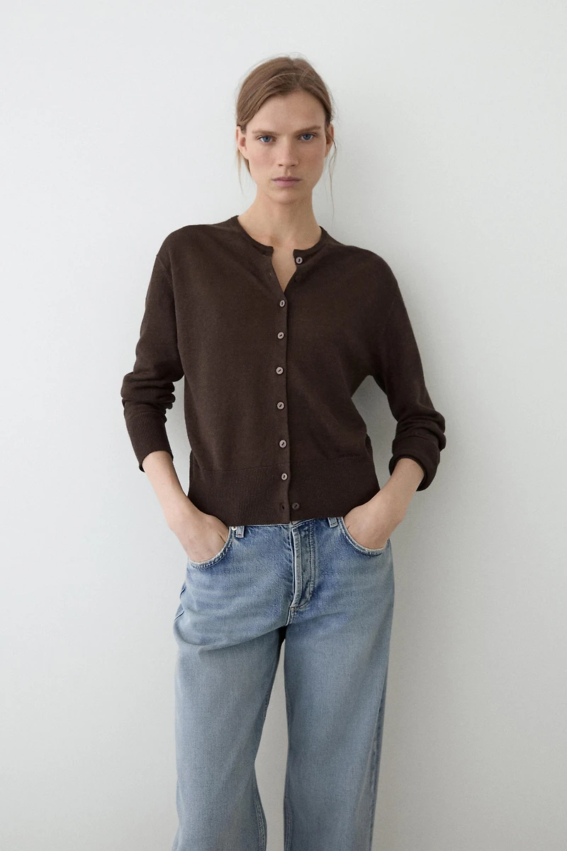 Cardigan en maille de lin à boutons