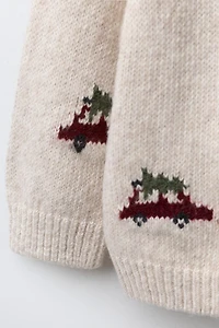 PULL EN MAILLE VOITURES ET ARBRES