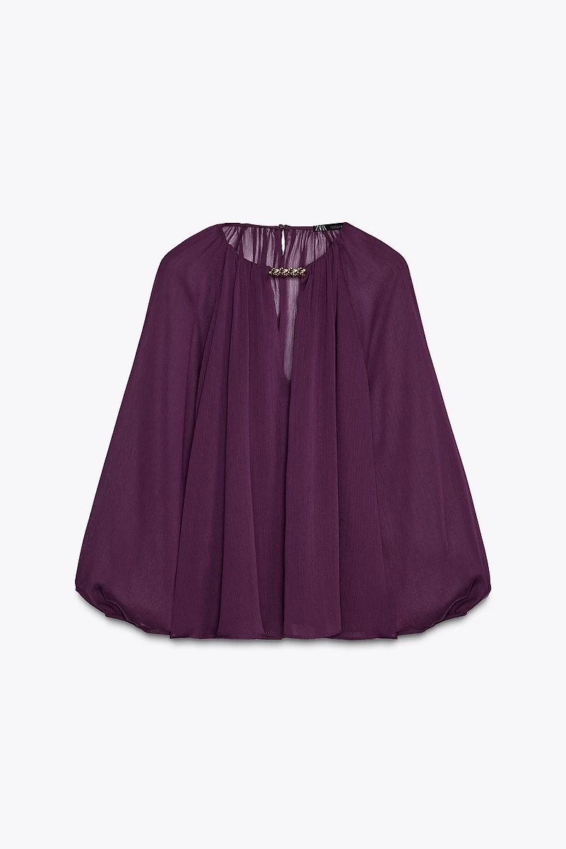 SEMI-SHEER HARDWARE BLOUSE