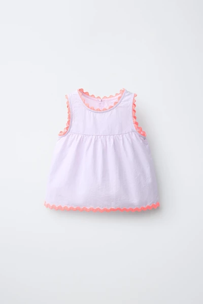 CASA LAWA X ZARA KIDS CONTRAST RUFFLE POPLIN TOP