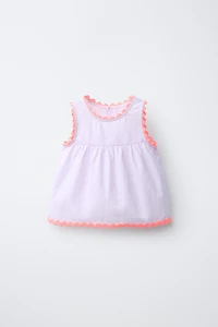 CASA LAWA X ZARA KIDS CONTRAST RUFFLE POPLIN TOP