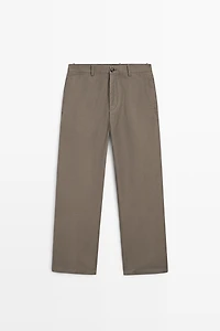 Cotton and linen tapered fit trousers