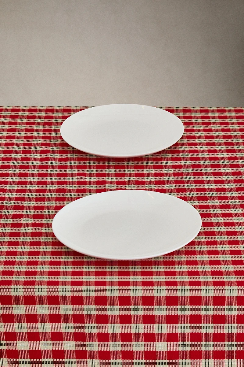 DYED THREAD COTTON CHRISTMAS TABLECLOTH