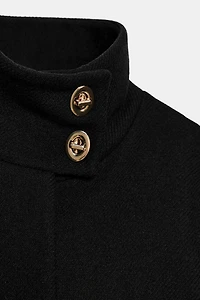 MANTEAU COURT CAPE CEINTURE AVEC LAINE