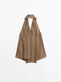Printed waistcoat with crossover neckline