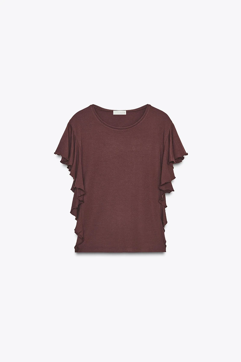 RUFFLED SLEEVE T-SHIRT