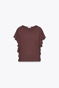 RUFFLED SLEEVE T-SHIRT