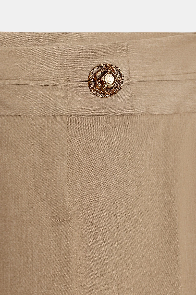 WIDE LEG PANTS WITH GOLD BUTTON