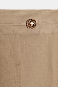 WIDE LEG PANTS WITH GOLD BUTTON
