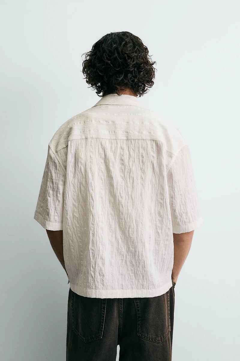 FLOWY TEXTURED STRIPED SHIRT