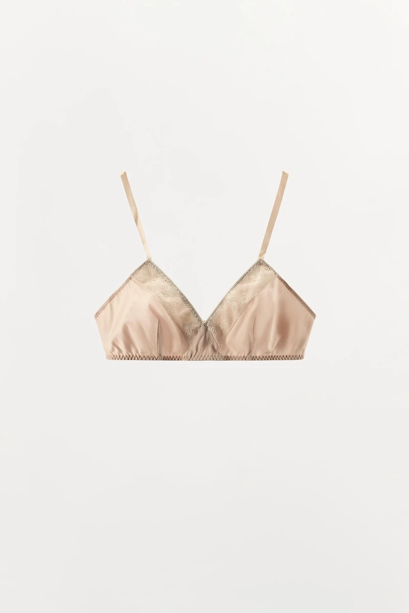 BRALETTE TRIANGULAIRE SATINÉ DENTELLE
