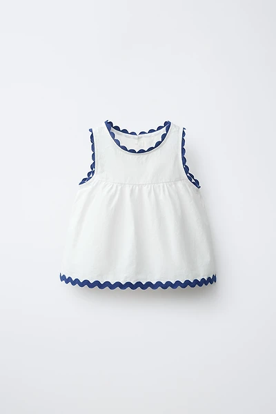 TOP EN POPELINE ONDULÉE CONTRASTÉE CASA LAWA X ZARA KIDS