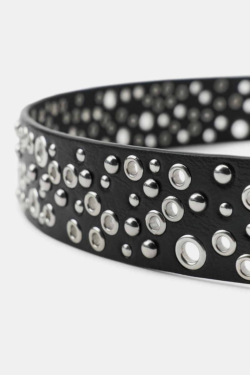 PERFORATED STUD FAUX LEATHER BELT