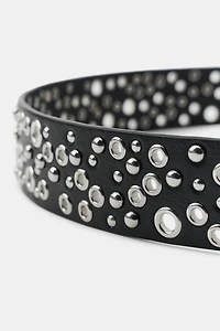 PERFORATED STUD FAUX LEATHER BELT