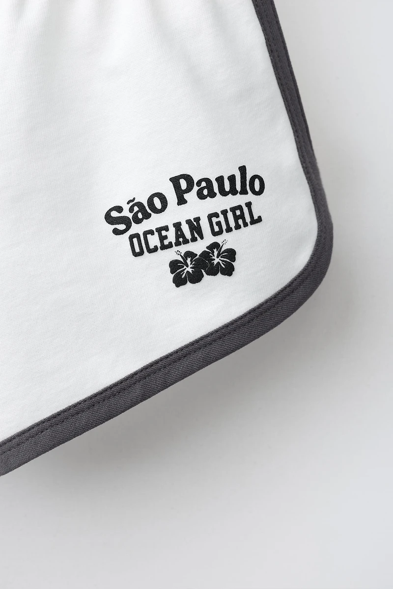 CONTRAST TEXT SHORTS