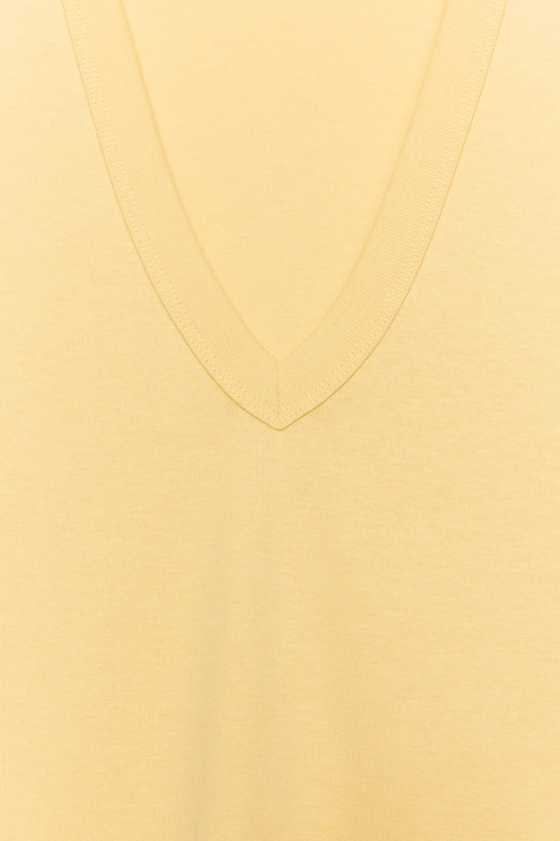 COTTON V-NECK STRIPED T-SHIRT