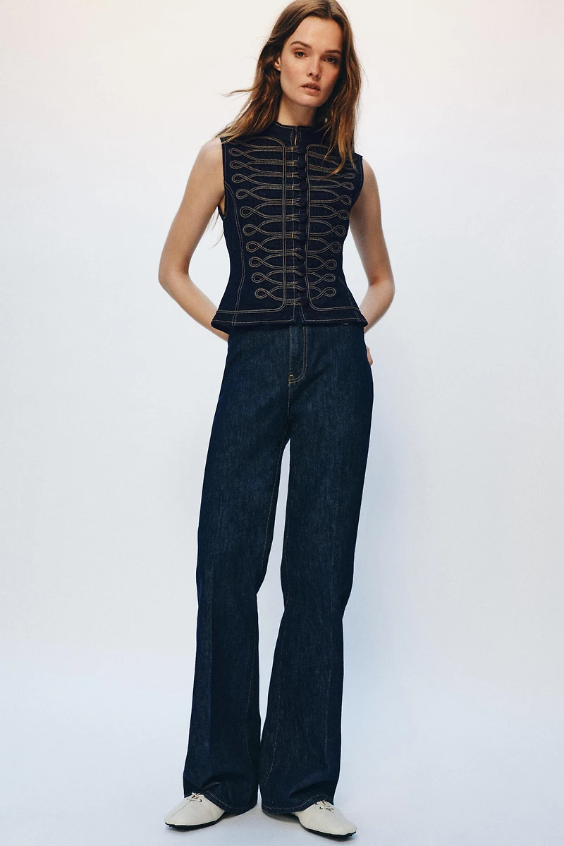 ZW COLLECTION DENIM FROG CLASP VEST