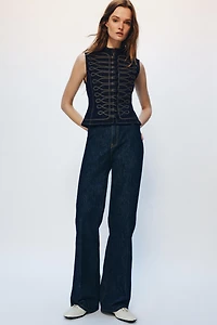 ZW COLLECTION DENIM FROG CLASP VEST