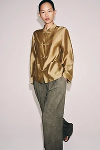 SATIN EFFECT FROG CLASP SHIRT ZW COLLECTION