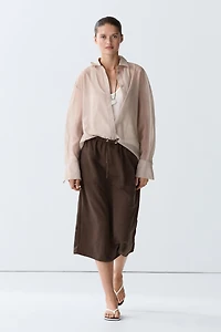 Flowing midi skirt with drawstring
