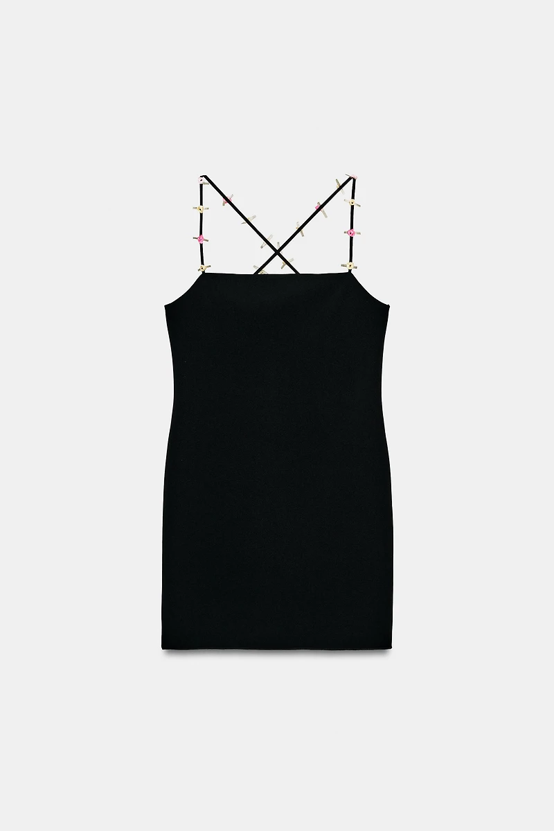 STRETCH FLORAL STRAP DRESS