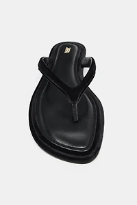 VELVET EFFECT FLAT SANDALS