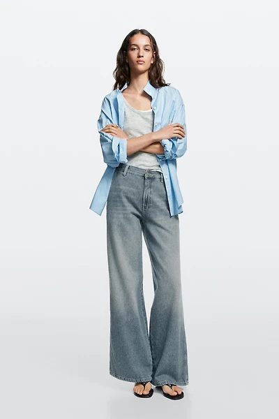 Jean wide leg taille moyenne