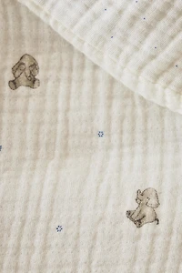 MINI CRIB MUSLIN ELEPHANT SHEET SET