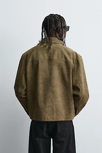 FAUX SUEDE BOXY FIT OVERSHIRT