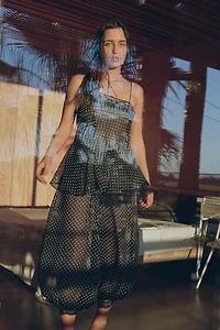 POLKA DOT PRINT LACE TOP