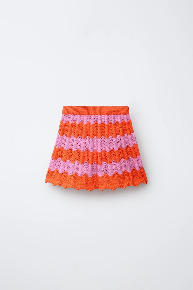STRIPED CROCHET KNIT SKIRT