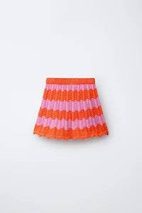 STRIPED CROCHET KNIT SKIRT